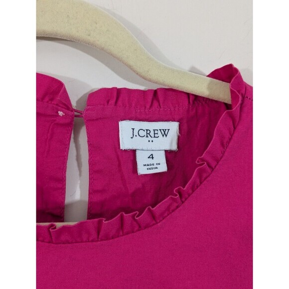 J.CREW Factory Hot Pink Shirred Tiered Sleeveless Ruffle Midi Dress Size 4 - Picture 2 of 8